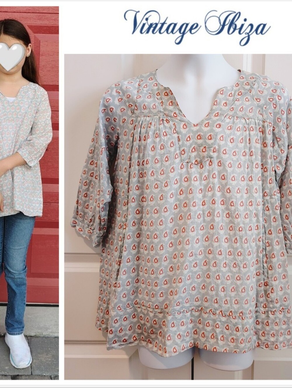 Vintage Ibiza Abstract Tunic Blouse (Spanish Brand)